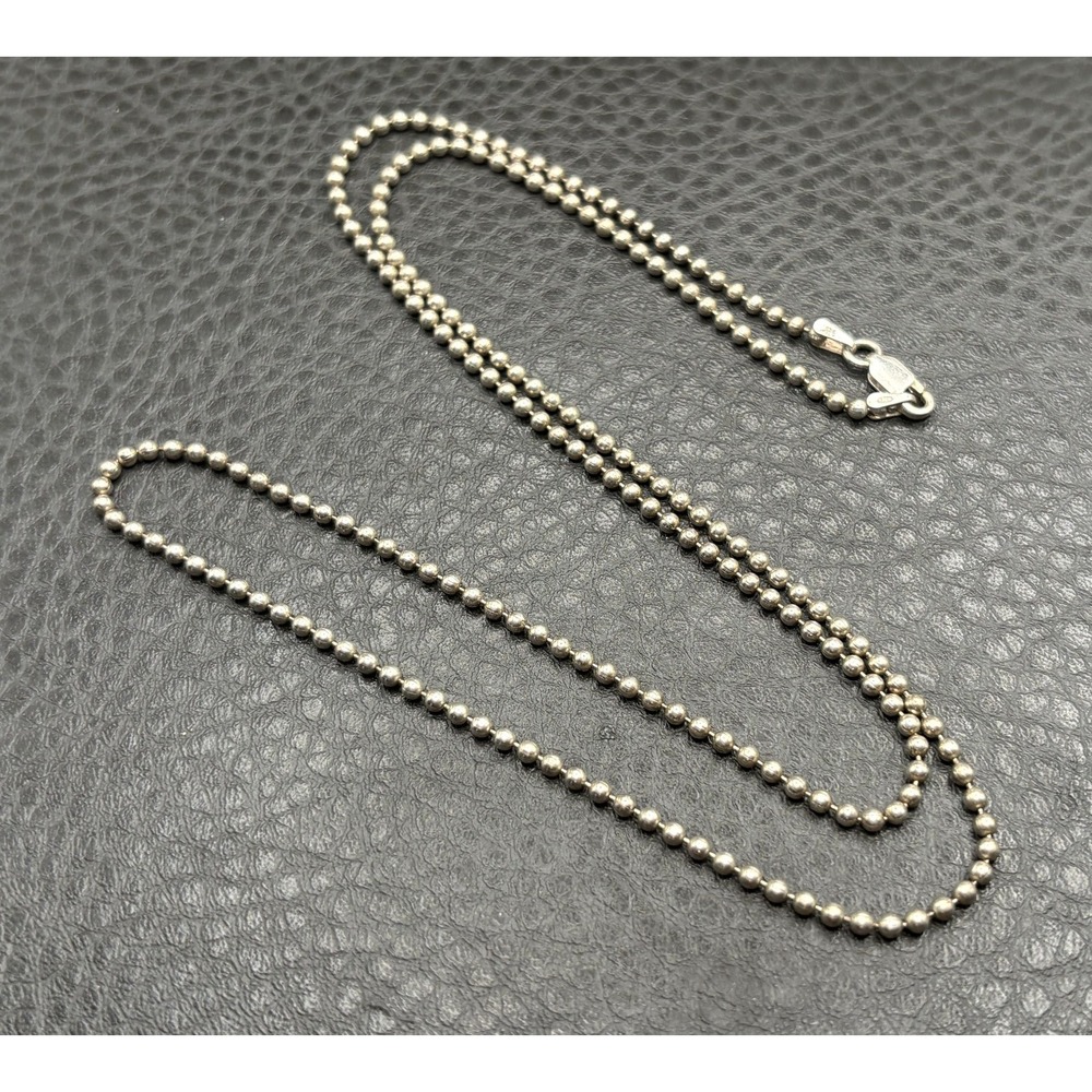 Vintage Sterling Silver 925 2.2MM Ball Bead Chain Italy Necklace 24"